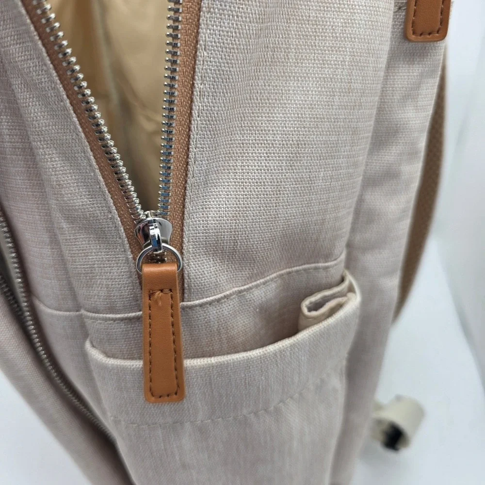 Nordace Siena Smart Backpack Beige ‎  Laptop Charging Travel Bag Luxury Neutral